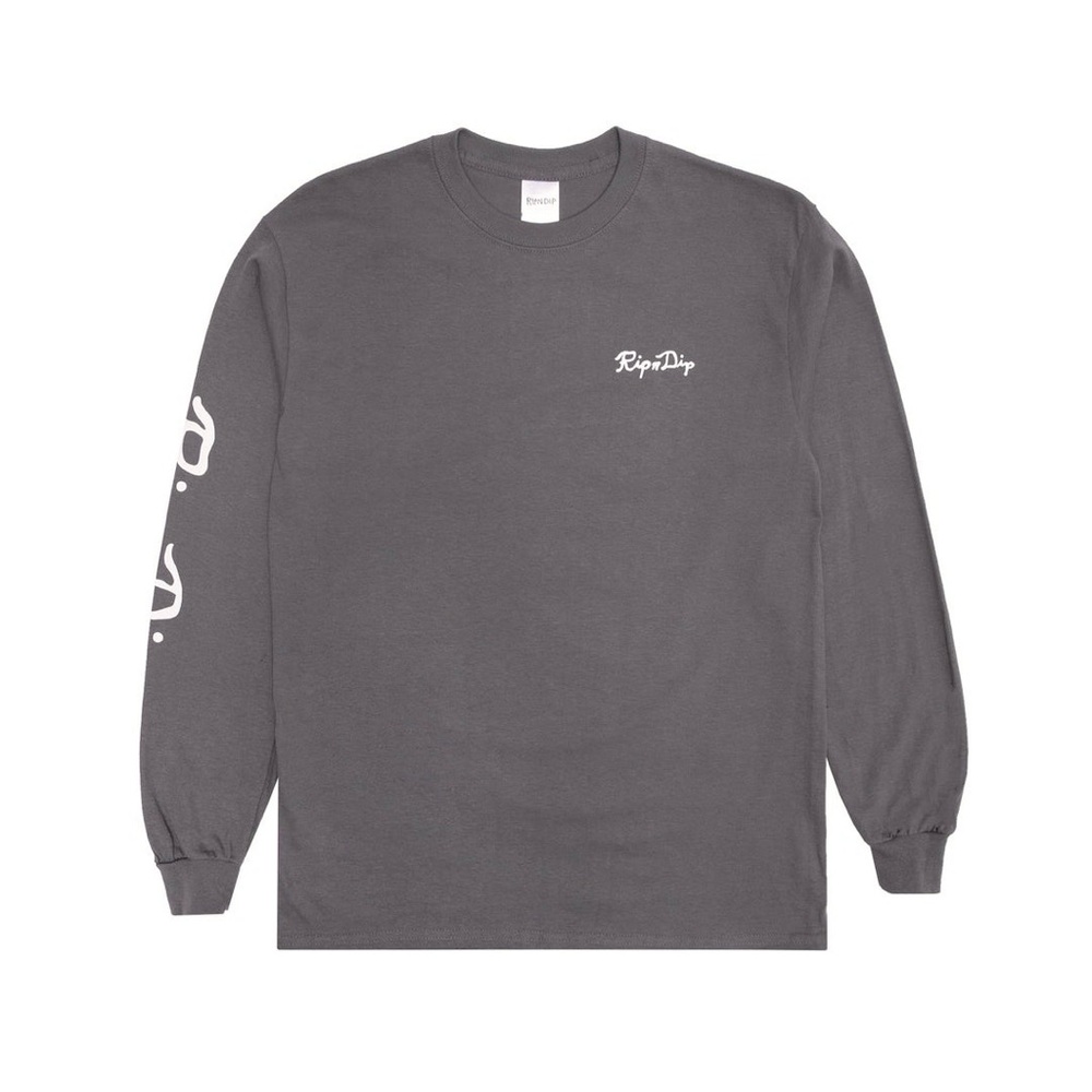 RipNDip Men's Nermal Lisa Long Sleeve T-Shirt Charcoal Gray NWT